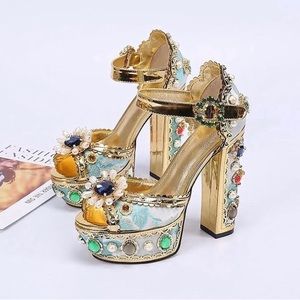 Rhinestone Platform Sandals